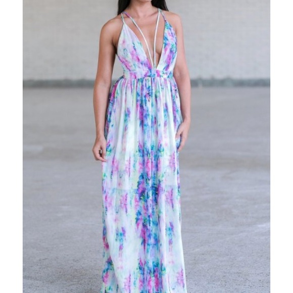 watercolor maxi dress